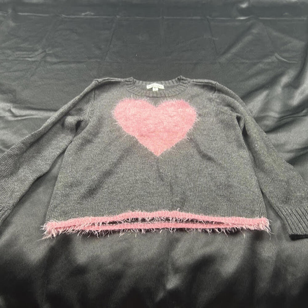 Franki & Jack GIRLS Grey Sweater with Pink Fluffy Heart Size S Kids